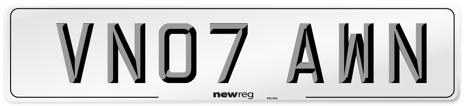 VN07 AWN Number Plate from New Reg